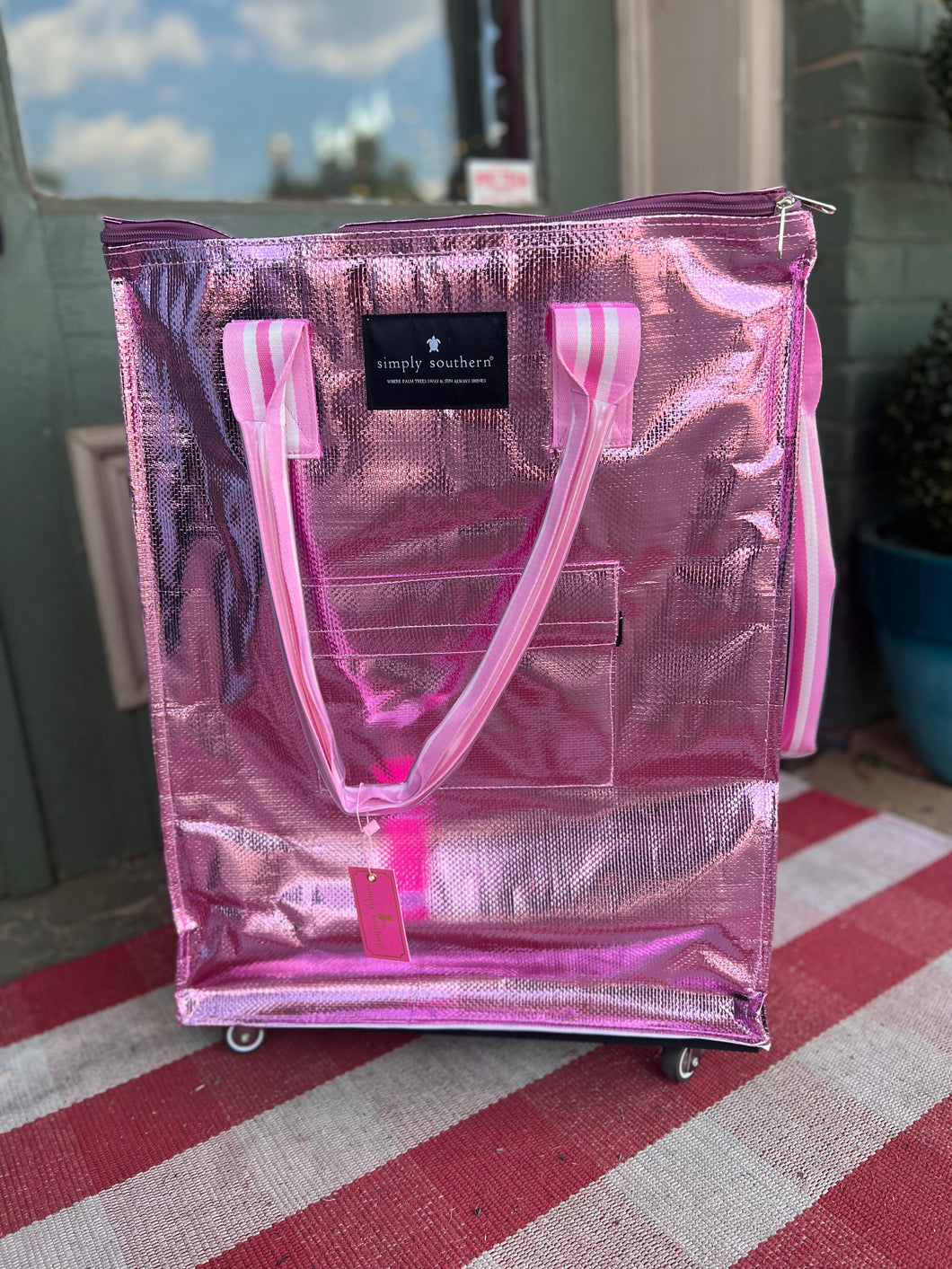 Insulated Pink Metallic Roll Bag | Simply Southern