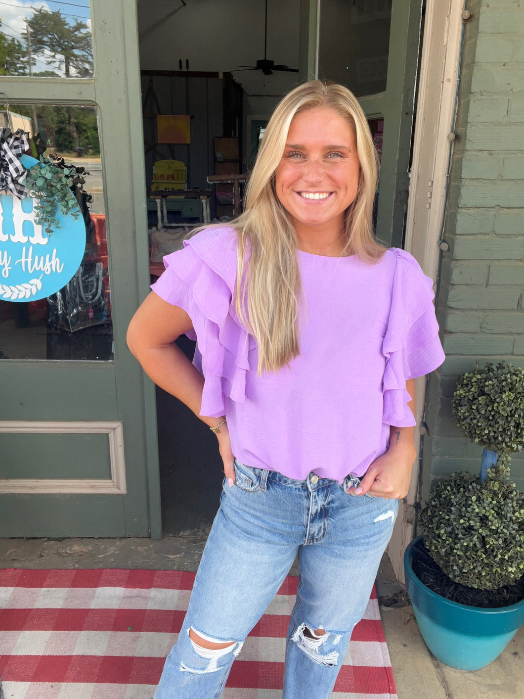 Ruffle My Way Top Purple